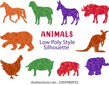 Animals Silhouette In Low Poly Line Style
