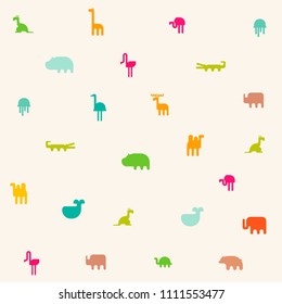 Animals silhouette seamless pattern. Geometric vector illustration flat design.