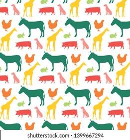 Animals silhouette seamless pattern. - Vector