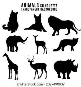 animals silhouette transparent without background