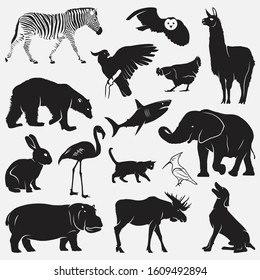 animals Silhouette Vector Design Set