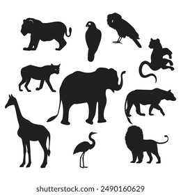  animals silhouette vector set - Zoo animal