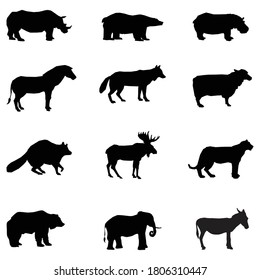 animals silhouettes set of 12 animal