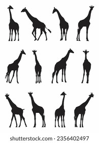 Animals silhouettes vector giraffe silhouette