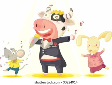 animals singing together illustration