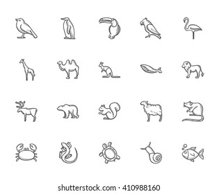 Animals sketch icon set for web, mobile and infographics. Hand drawn vector isolated icon.