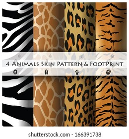 Animals Skin Pattern and Footprint