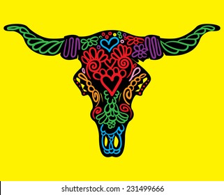 Animals skull with horns