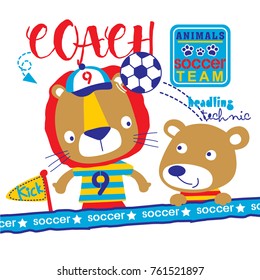 animals soccer team cute cartoon,vector illustration