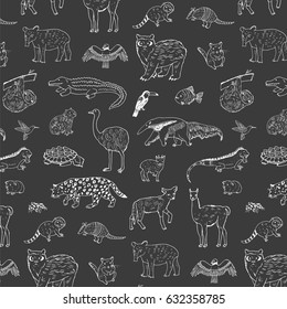 animals of south america vector line pattern