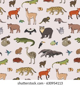 animals of south america vector pattern