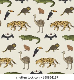 animals of south america vector pattern