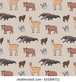 animals of south america vector pattern