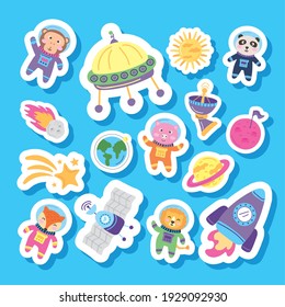 animals and space cute icons