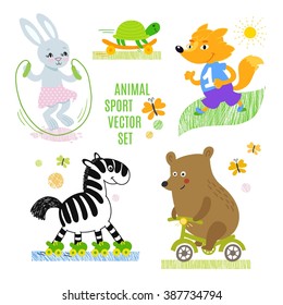 Animals sport vector illustration set. Animals sport background