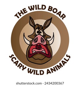 animals stamp. wild boar animal logo vector