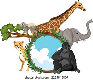 Animals standing on earth planet illustration