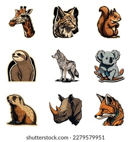 Marcadores De Animales Icono Plano Aislado En Fondo Blanco