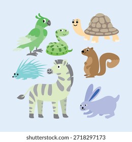 Projeto vetorial de estoque de animais. Ilustração de animais bonitos.