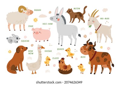 Animals talking. Funny farm characters sounds