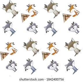 animals texture for design boho woodland koala fox flowers bears vector

