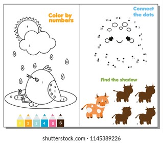 Animals theme activity page for kids. Educational children game set. Fun for toddlers and pre school age