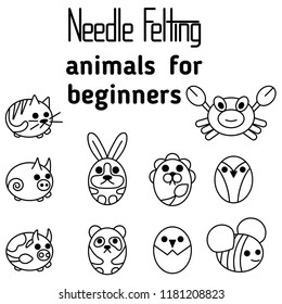 Animals in thin line style icons set vector illustration