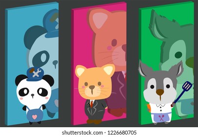 Animals Three Workers