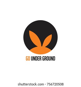 An animal's top head, hiding under ground a symbol logo vector 