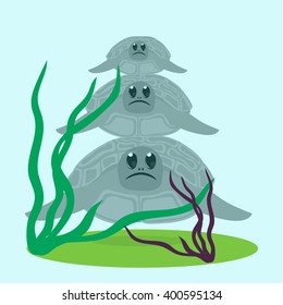 animals turtle seaweed sea summer cartoon fairy tale three turtles