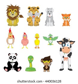 Animals vector cartoon icon set 