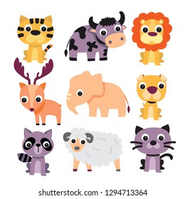 Cute Cartoon Square Animals Face Vector Stock Vector (Royalty Free ...