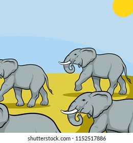 Animals vector collection of elephants