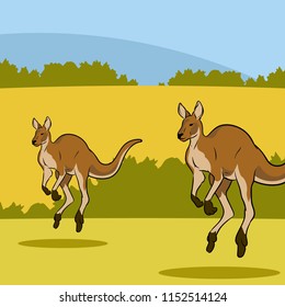 Animals vector collection kangaroo twin