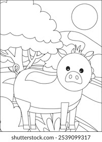 Animals Vector coloring Pages, Book Cover, coloring pages, Art, illustration, line art, Design, Animals, africa, children, lion, zoo, cartoon, animal, cute, contour drawing, icon symbol