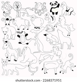 Animals vector of different kinds Lion Dog Mouse Whale Bat Baboon Kangaroo Goat Gorilla Lizard
Animals Elephant Panda Rabbit Chimpanzee Cat Turtle Snake Sheep Hippopotamus  Octopus 
Animals Monkey 