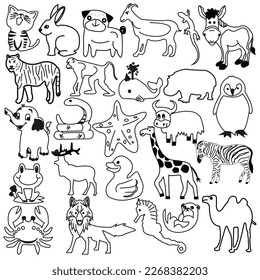  Animals vector of different kinds Starfish Horse Yak Mole Sea horse Tiger Alligator Elk Chipmunk Crab Oyster Donkey