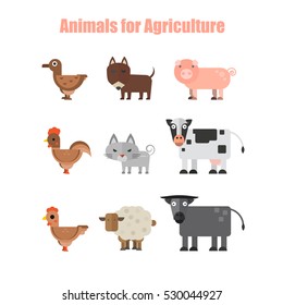 Animals vector flat illustration.