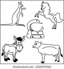 Animals vector horse donkey snake cow kangaroo 
pictures animal pictures for kids and for relevant uses
