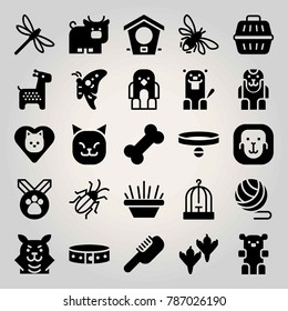Animals vector icon set. ape, giraffe, medal and bee