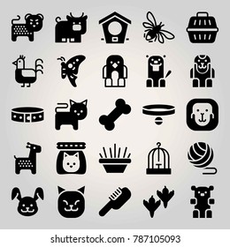 Animals vector icon set. ape, giraffe, bird cage and rabbit