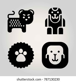 Animals vector icon set. ape, cheetah and paw sticker