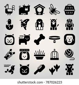 Animals vector icon set. ball, bee, cat and collar