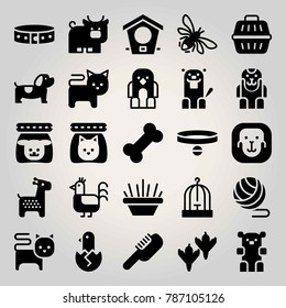 Animals vector icon set. ball, cat, bowl and ape