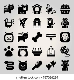 Animals vector icon set. beaver, brush, bird and lion