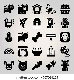 Animals vector icon set. bird, coral, ball and rabbit