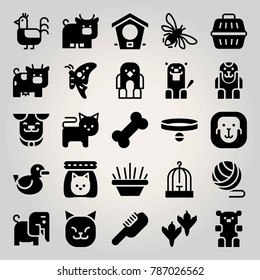 Animals vector icon set. bird house, dog, cat and ape