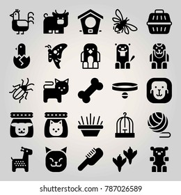 Animals vector icon set. bird, chicken, dog food and cat food