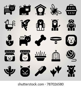 Animals vector icon set. brush, dog food, cat and ape