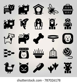 Animals vector icon set. cat food, bear, beaver and ball